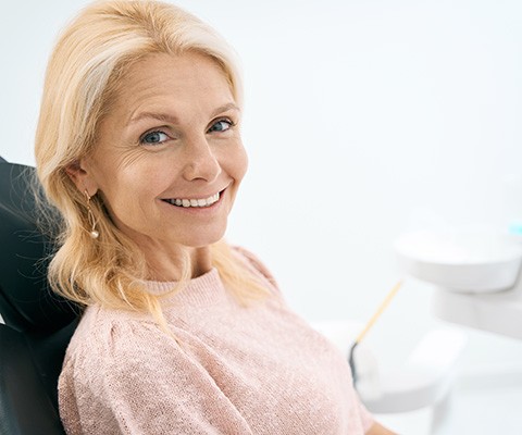 Woman smiling at work