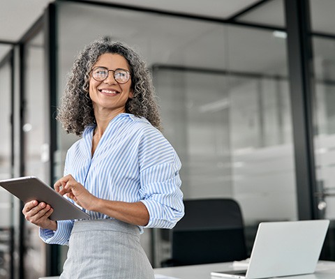 Woman smiling at work